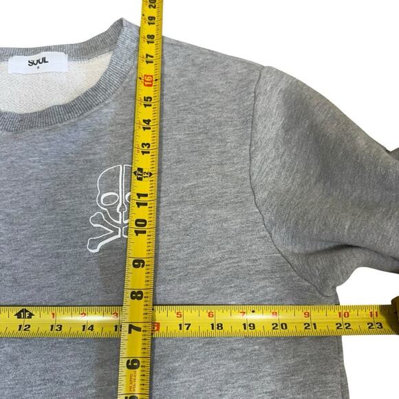 Soul By Soulcycle Casey Cropped Sweatshirt Gray Small Skull Grunge Athleisure - Picture 8 of 9